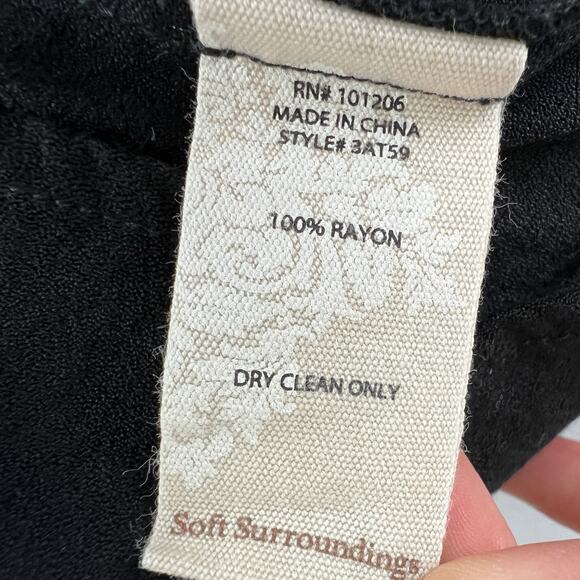 Soft Surrounding Black Top Rayon Layered Sleeve Classic Button-Up Size Large L - Picture 9 of 9